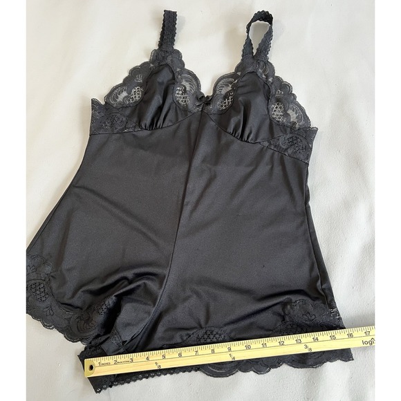 Vintage Ilusion Bodysuit Sleepwear Sz Medium Black Y2K Lace Women's - Picture 8 of 13